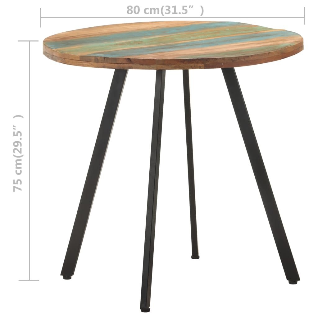 Table ronde 80 cm en bois massif recyclé - 34% de remise