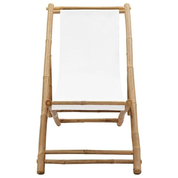 Vidaxl Chaise de jardin en bambou et toile blanche - 33% de remise