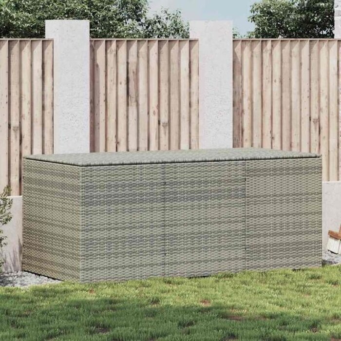 Vidaxl Coffre de jardin en résine tressée 180 cm - Gris - 38% de remise