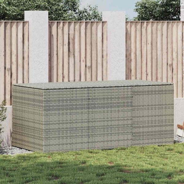 Vidaxl Coffre de jardin en résine tressée 180 cm - Gris - 38% de remise