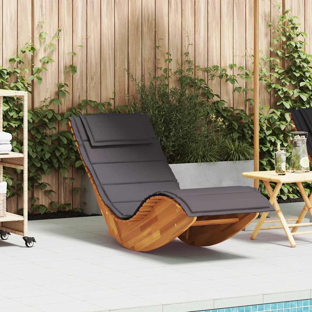 Vidaxl Chaise longue à bascule en acacia avec coussin - 35% de remise