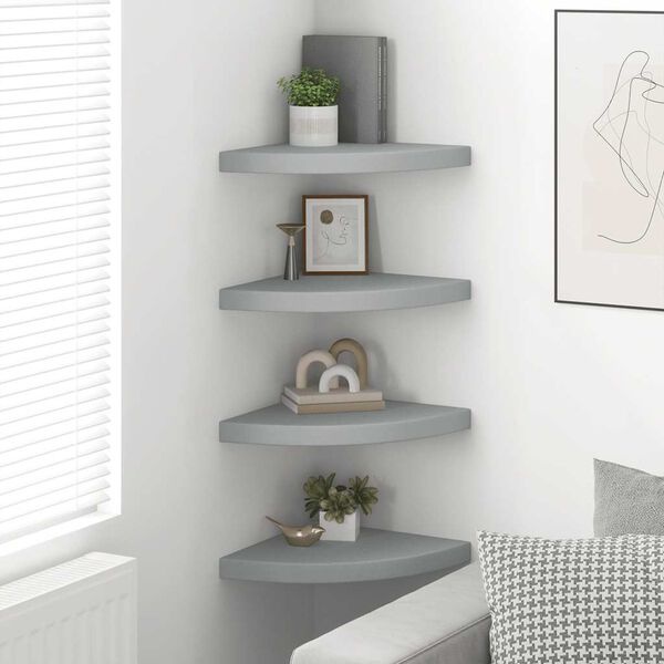 Vidaxl Lot de 4 étagères d'angle flottantes gris - 34% de remise