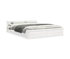 Vidaxl Cadre de lit en bois massif blanc 140x200 cm - 46% de remise