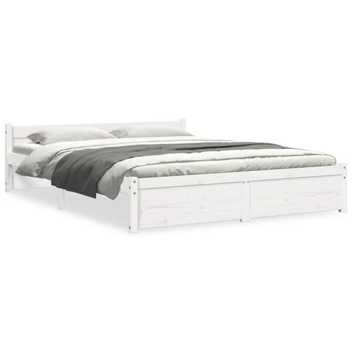 Vidaxl Cadre de lit 140x200 cm bois massif blanc - 34% de remise