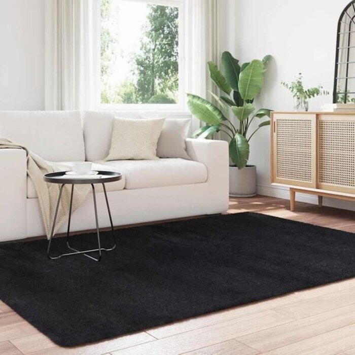 Vidaxl Tapis à poils longs noir 160x230 cm - 33% de remise