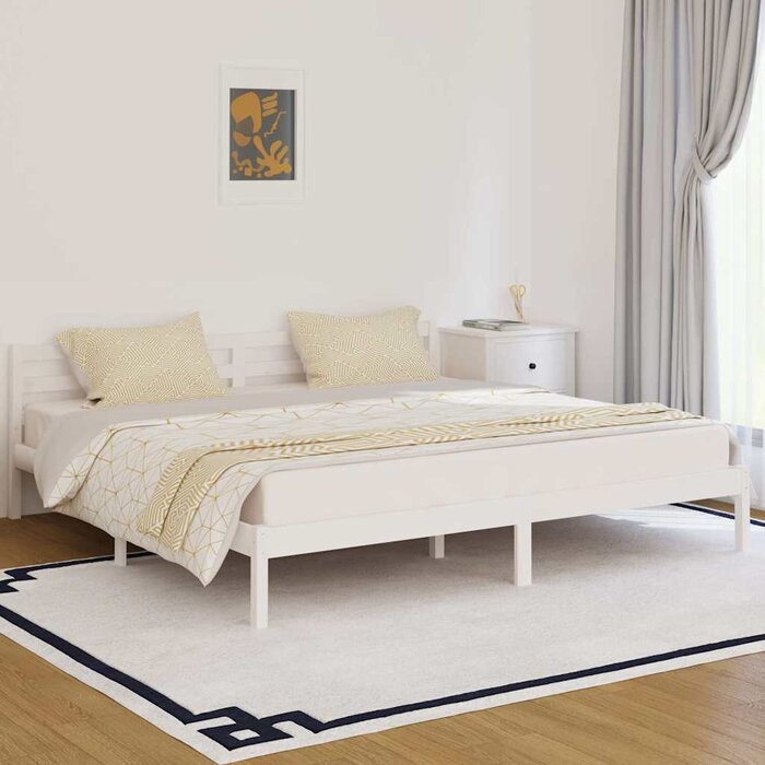 Vidaxl Cadre de lit en bois massif blanc 200x200 cm - 34% de remise