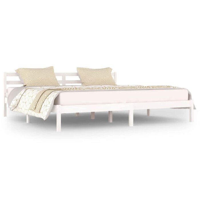 Vidaxl Cadre de lit en bois massif blanc 200x200 cm - 34% de remise