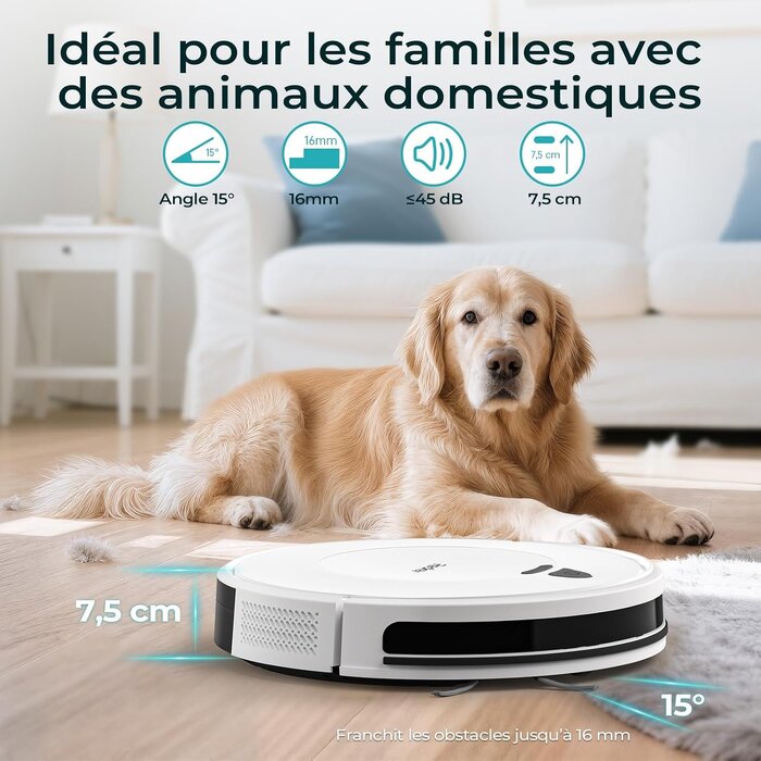 Robot Aspirateur Compact 3800Pa - Navigation Intelligente - 34% de remise