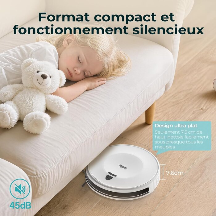 Robot Aspirateur Compact 3800Pa - Navigation Intelligente - 34% de remise