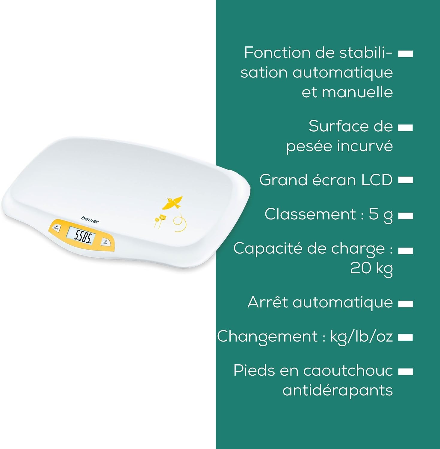 Pèse-bébé électronique 20 kg avec plateau incurvé - 33% de remise