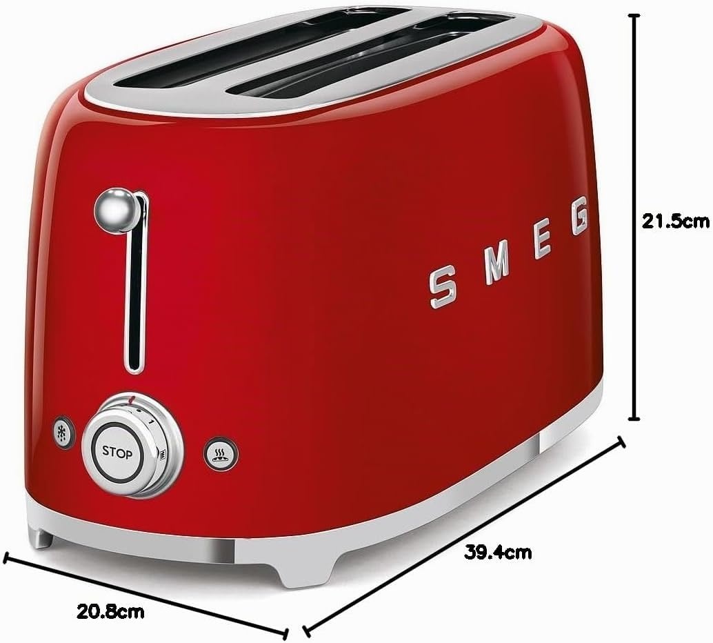 Grille-pain 4 fentes style rétro années 50 - Rouge - 1500W - 35% de remise