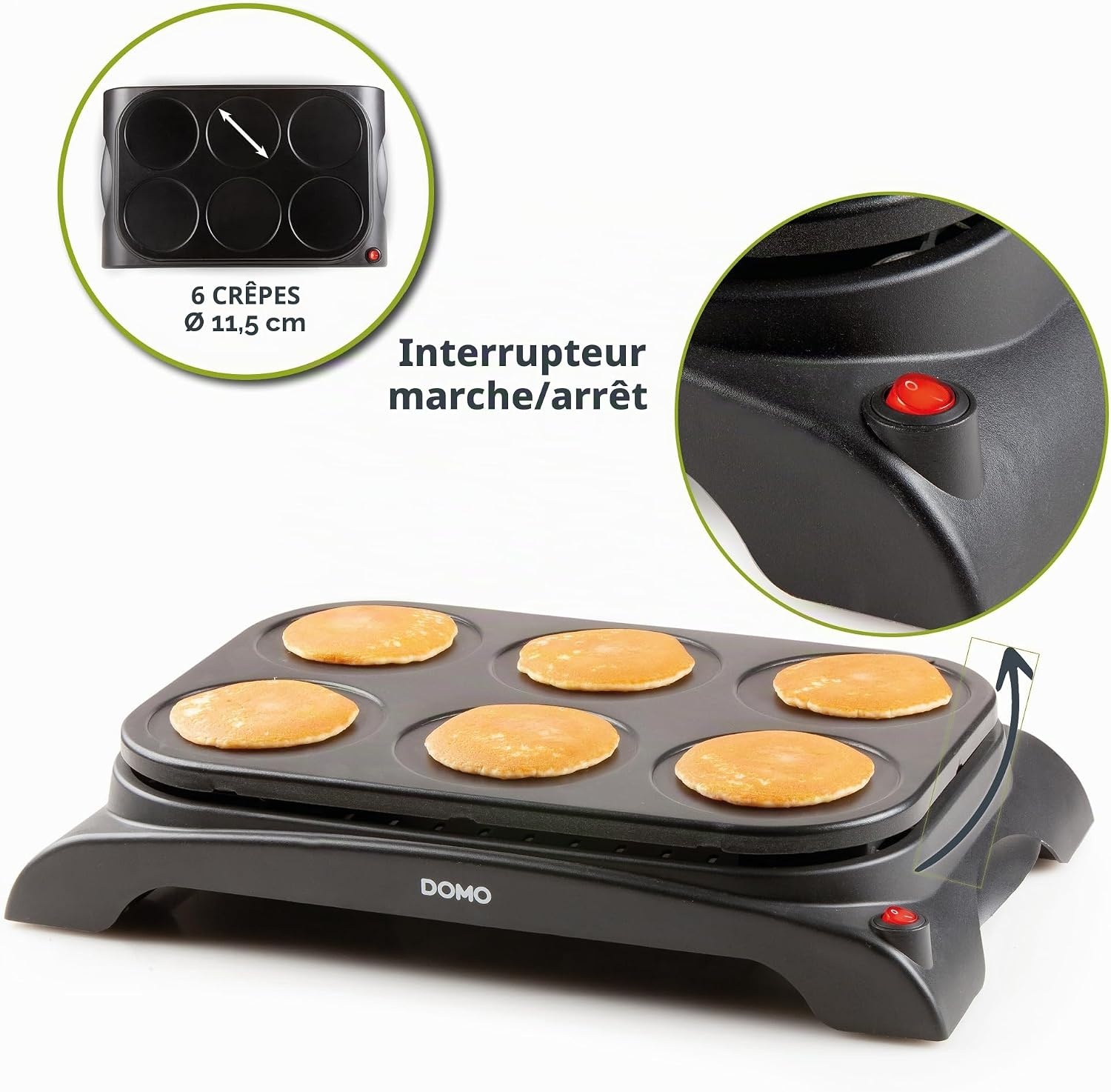 Appareil à pancakes et œufs 6 cavités - 32% de remise
