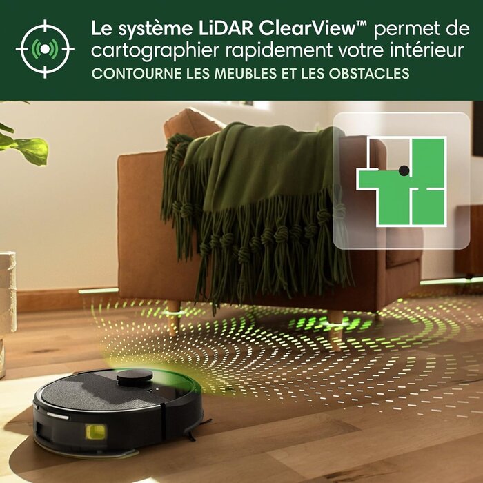 Robot aspirateur et laveur LiDAR 7000 Pa - Noir - 35% de remise