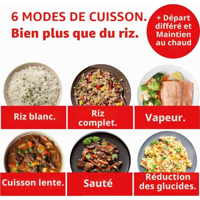 Cuiseur à riz et vapeur 5L - Technologie basse en glucides - 34% de remise