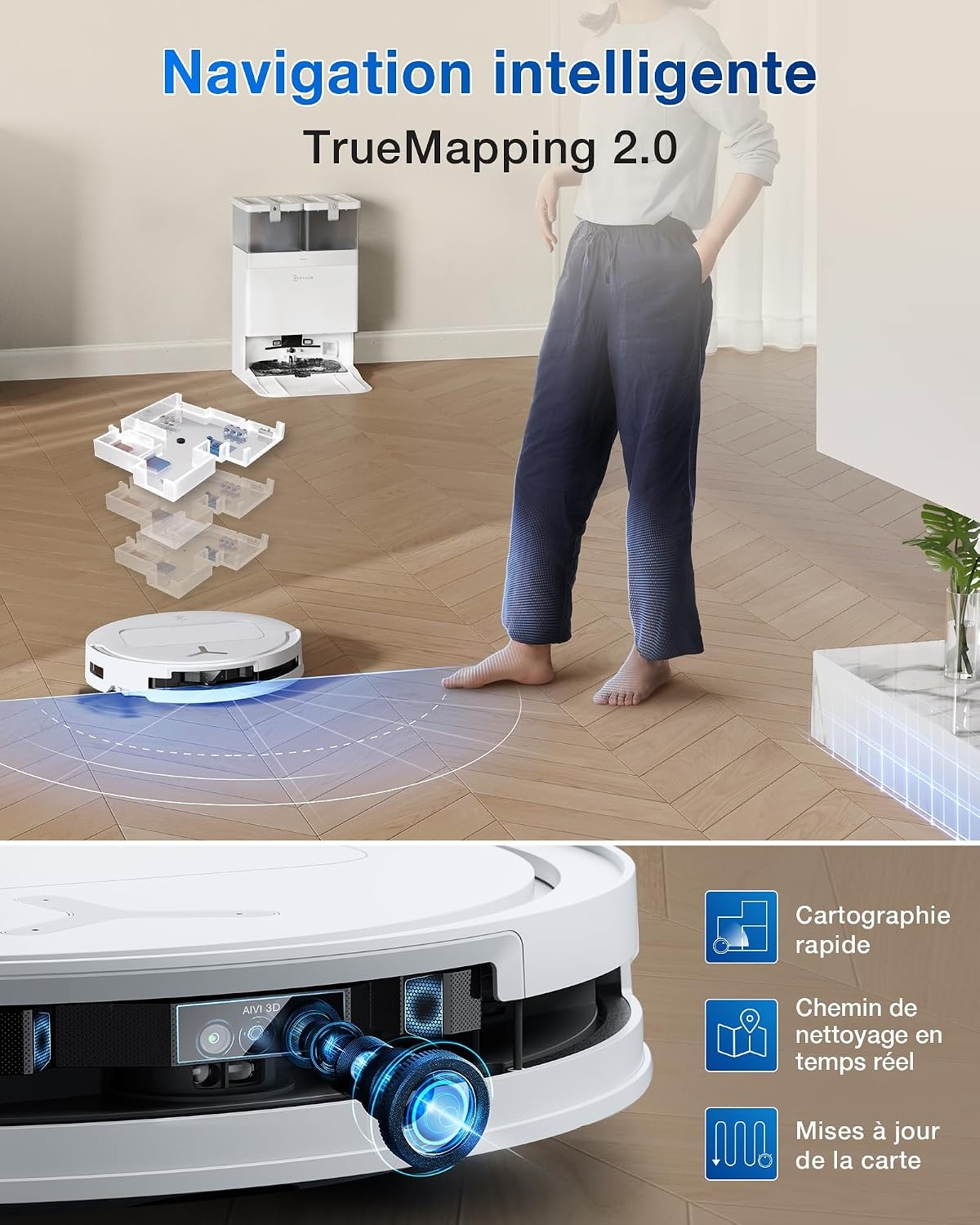 Robot Aspirateur et Laveur T50 OMNI - 48% de remise - Blanc