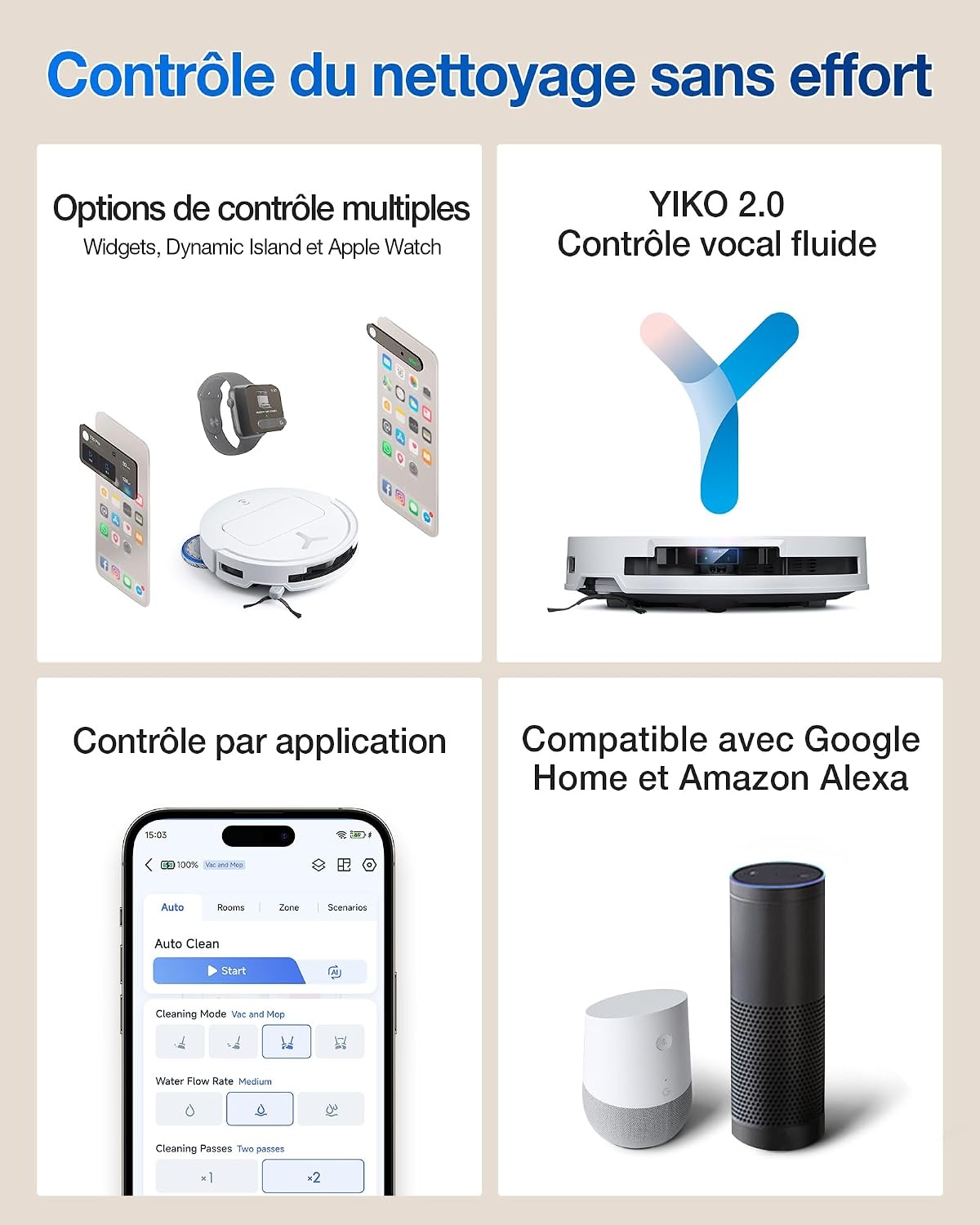Robot Aspirateur et Laveur T50 OMNI - 48% de remise - Blanc