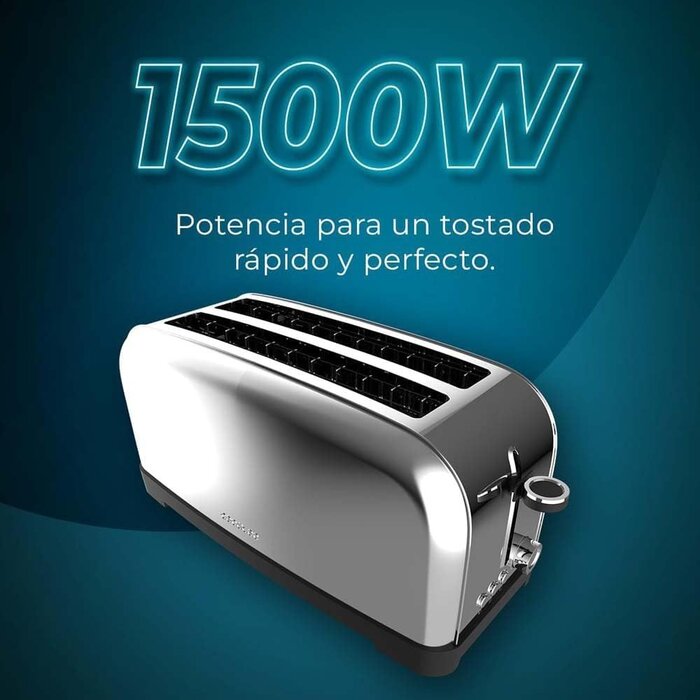 Cecotec Grille-pain Inox 1500W - 2 fentes - 43% de remise