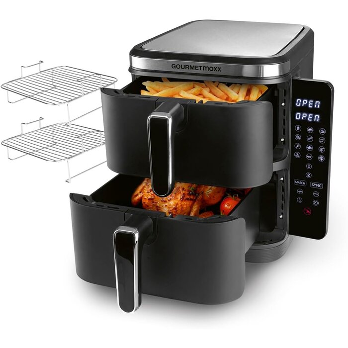 Friteuse à air chaud verticale 10L - Double panier - 47% de remise