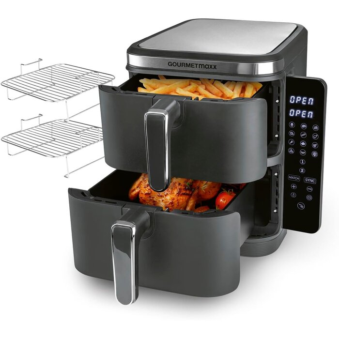 Friteuse à air chaud verticale 10L - Double panier - 47% de remise