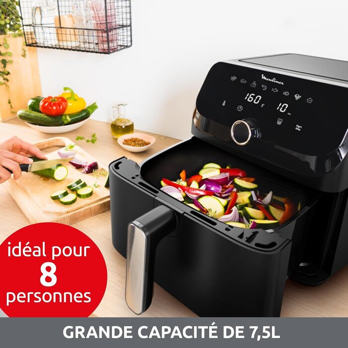 Friteuse à air chaud 7,5L - 8 programmes - Noir - 47% de remise