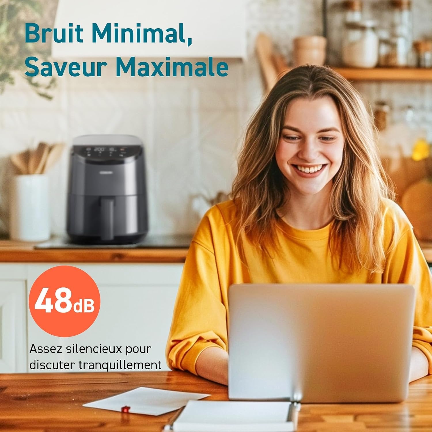 Mini-friteuse sans huile 2L - Noir brillant - 45% de remise - Déballé