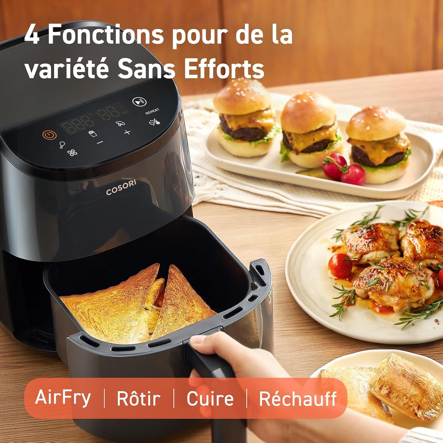 Mini-friteuse sans huile 2L - Noir brillant - 45% de remise - Déballé