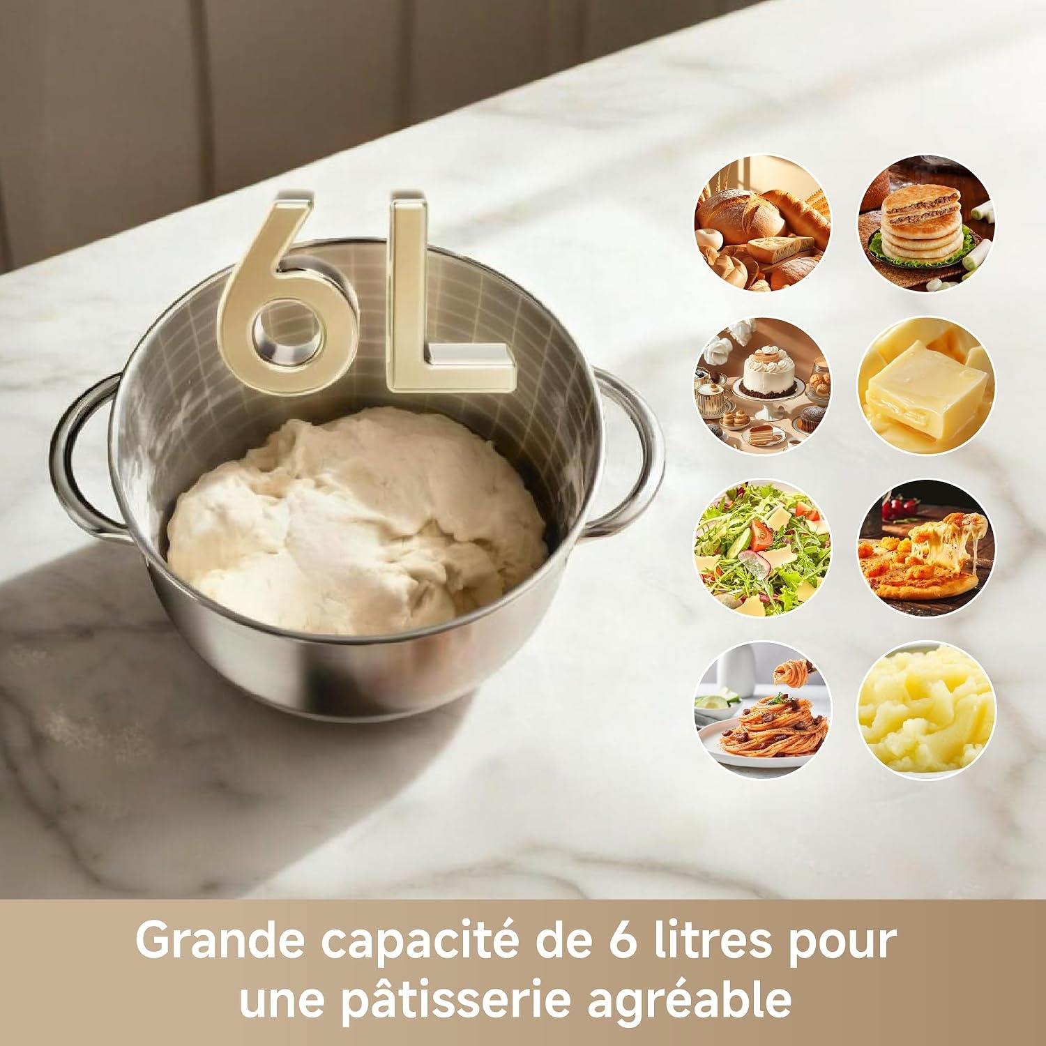 Dreame Robot Pâtissier Multifonction 800W, Bol 6L - 47% de remise
