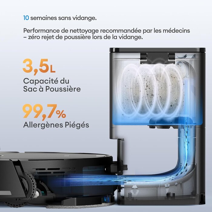 Robot aspirateur 3-en-1, 8000Pa, LiDAR - 47% de remise