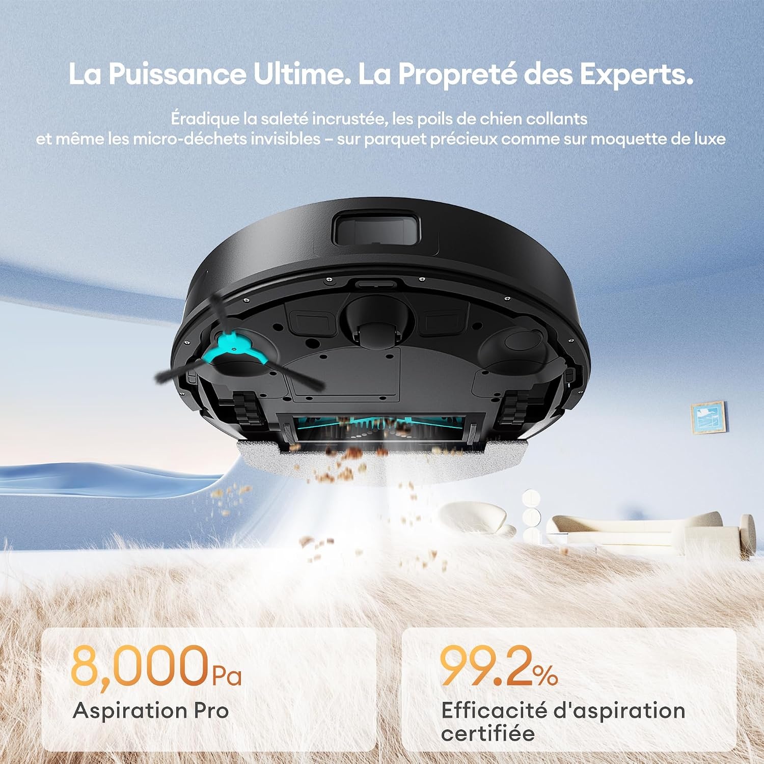Robot aspirateur 3-en-1, 8000Pa, LiDAR - 47% de remise