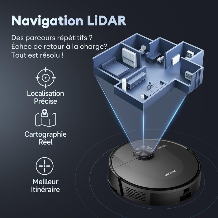 Robot aspirateur 3-en-1, 8000Pa, LiDAR - 47% de remise
