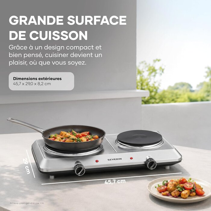 Plaque de cuisson double 2500W - Inox - 44% de remise