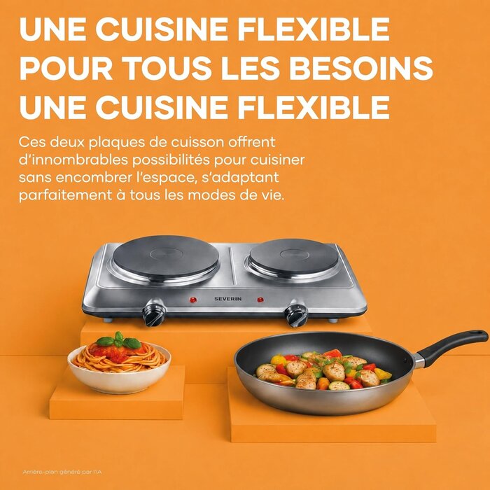 Plaque de cuisson double 2500W - Inox - 44% de remise