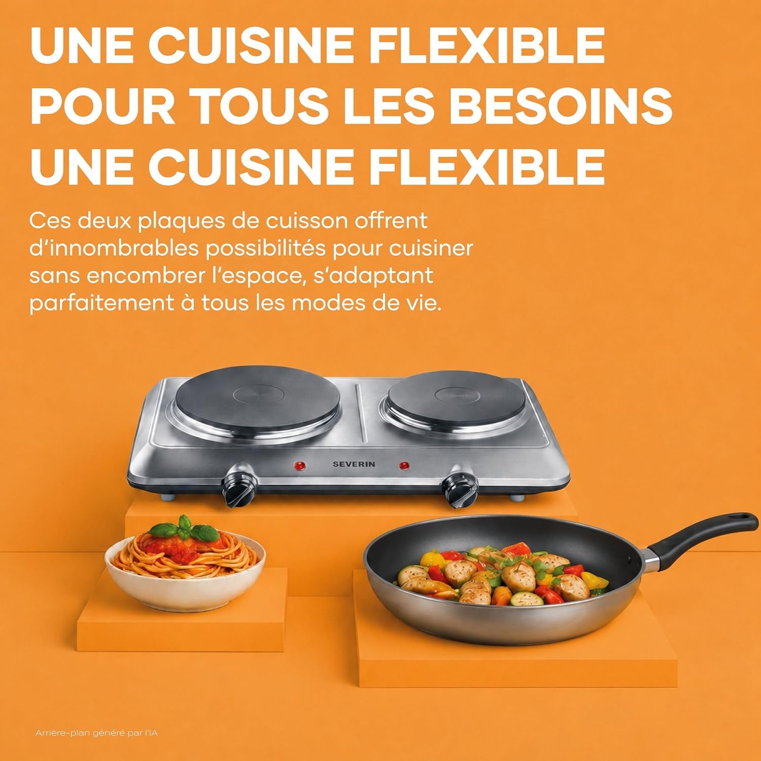 Plaque de cuisson double 2500W - Inox - 44% de remise