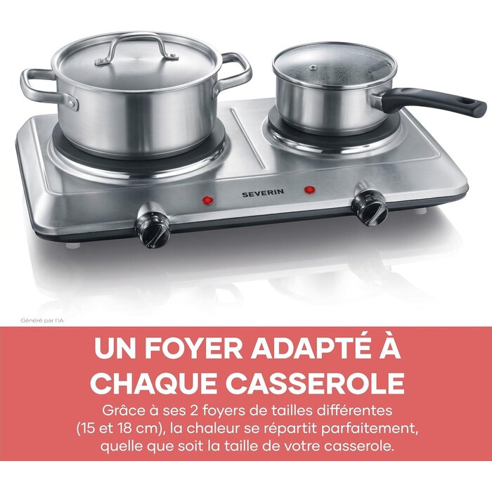 Plaque de cuisson double 2500W - Inox - 44% de remise
