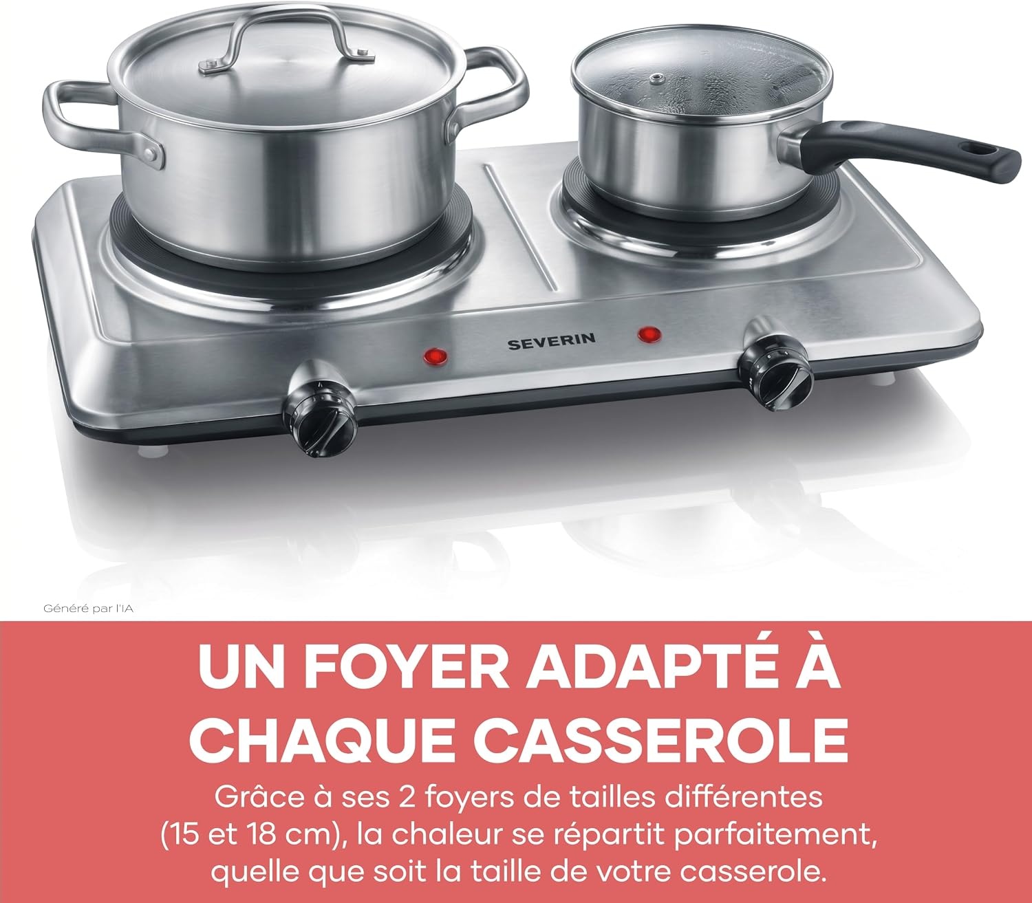 Plaque de cuisson double 2500W - Inox - 44% de remise