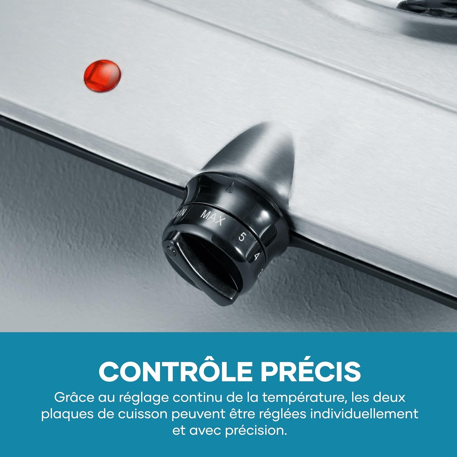 Plaque de cuisson double 2500W - Inox - 44% de remise