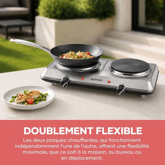 Plaque de cuisson double 2500W - Inox - 44% de remise