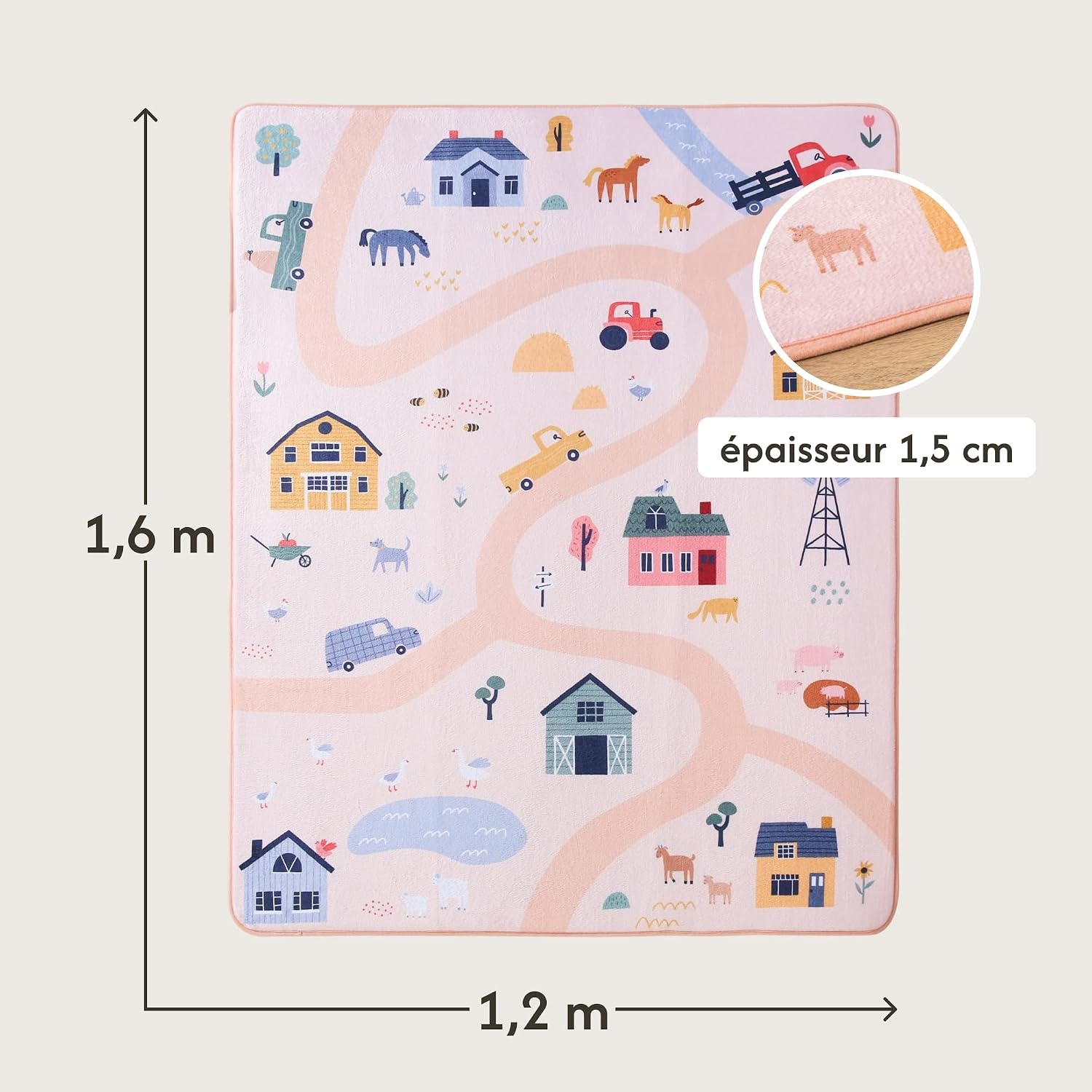 Tapis de jeu pour bébé ferme 160x120cm - 45% de remise