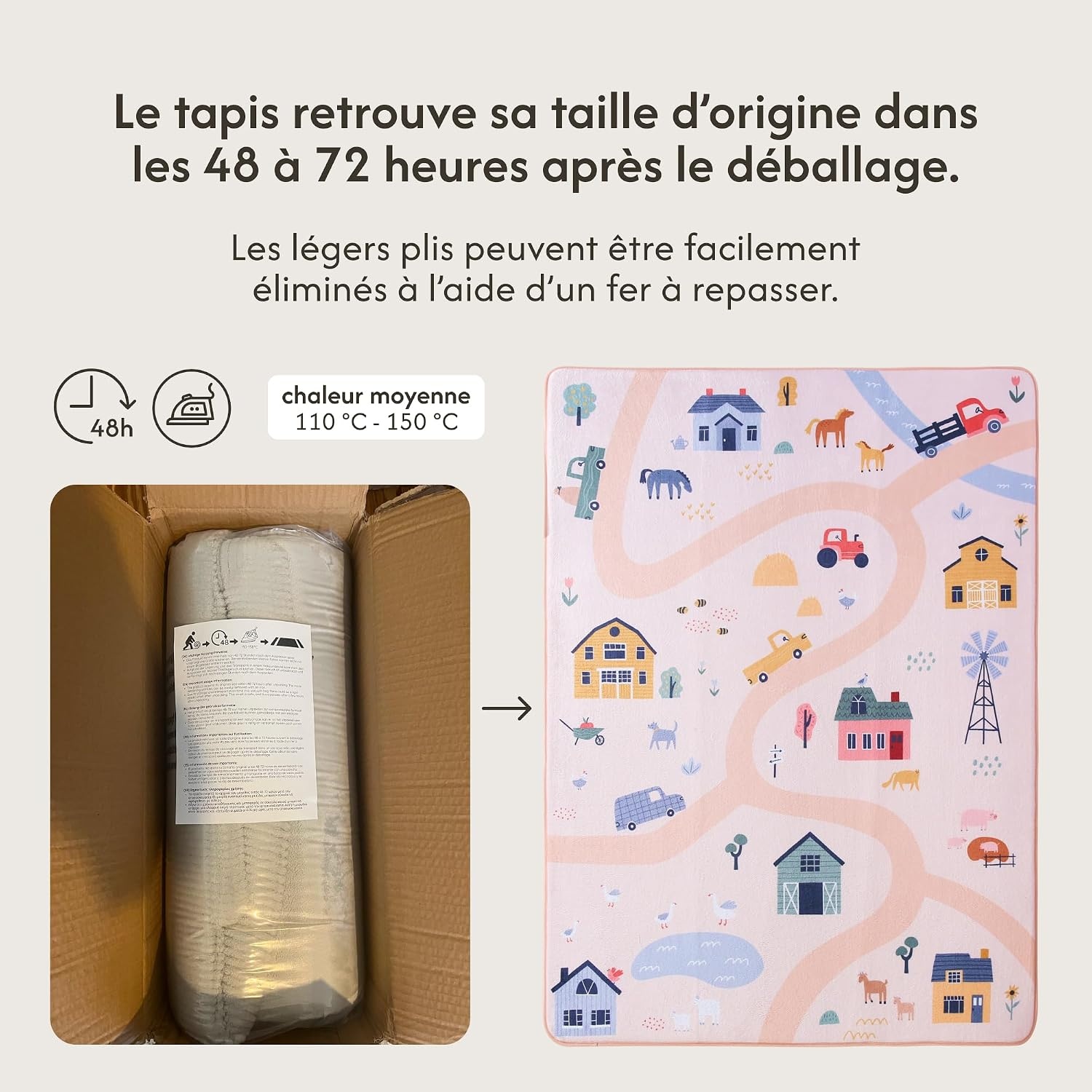 Tapis de jeu pour bébé ferme 160x120cm - 45% de remise