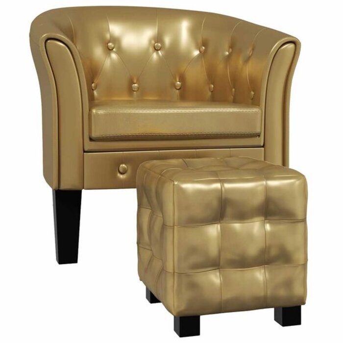 Vidaxl Fauteuil avec repose-pieds en cuir synthétique doré - 41% de remise