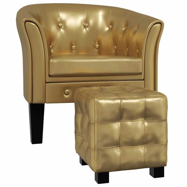 Vidaxl Fauteuil avec repose-pieds en cuir synthétique doré - 41% de remise
