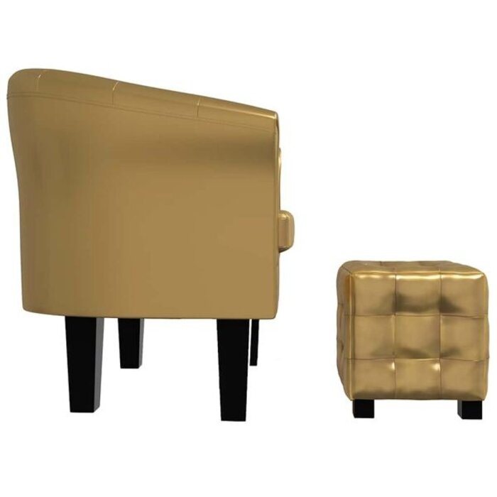 Vidaxl Fauteuil avec repose-pieds en cuir synthétique doré - 41% de remise