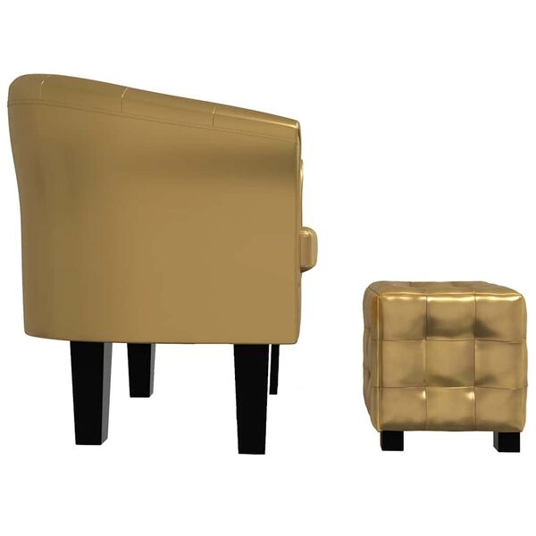 Vidaxl Fauteuil avec repose-pieds en cuir synthétique doré - 41% de remise