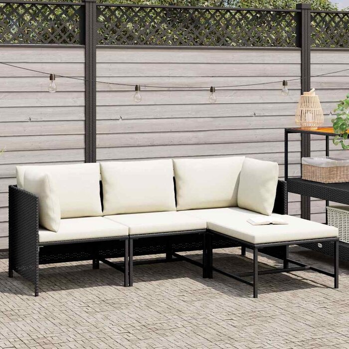 Vidaxl Salon de jardin 4 pièces en résine tressée noire - 41% de remise
