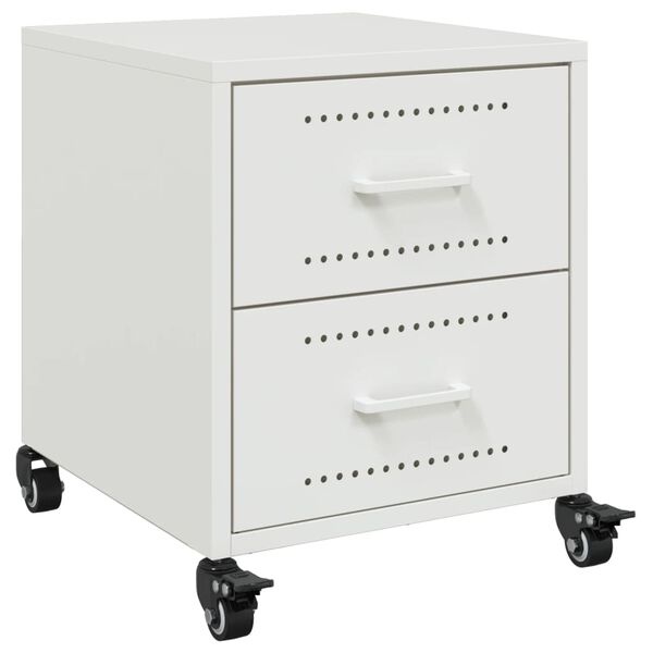 Vidaxl Table de chevet en acier blanc, 2 tiroirs - 41% de remise