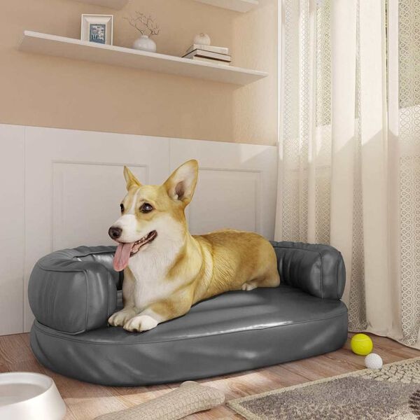 Vidaxl Panier pour chien ergonomique en similicuir gris 60x42 cm - 36% de remise