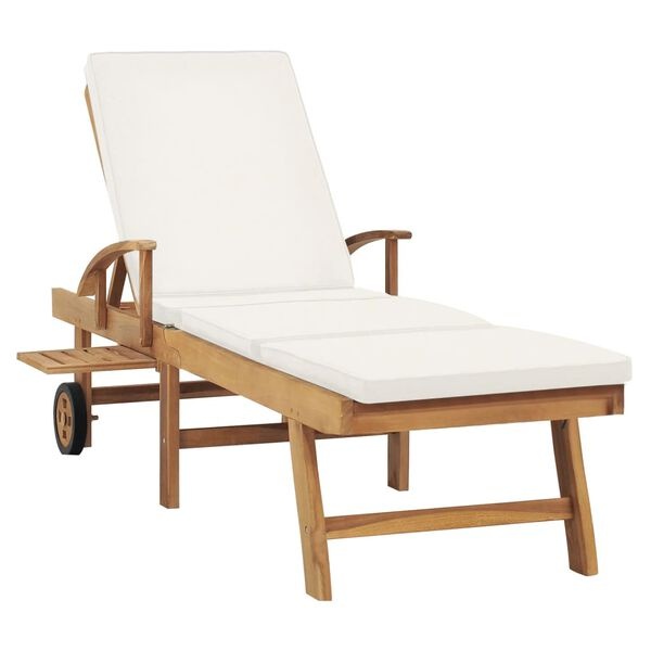 Vidaxl Bain de soleil en teck massif avec coussin - 41% de remise