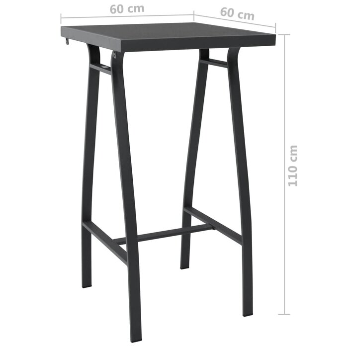 Vidaxl Table de bar de jardin 60x60x110 cm verre trempé noir - 41% de remise