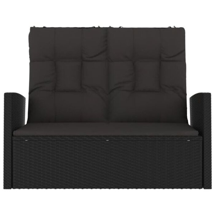 Vidaxl Banc de jardin inclinable rotin noir - 118 cm - 41% de remise