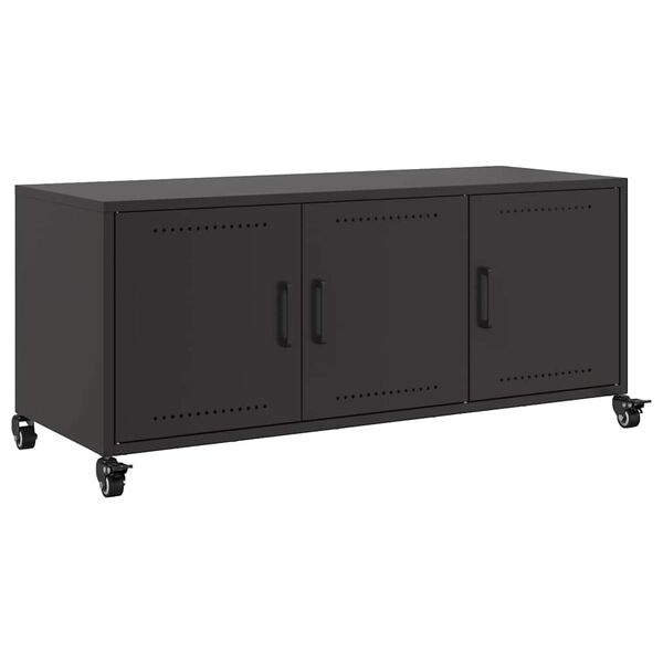 Vidaxl Meuble TV en acier noir sur roulettes 100,5 cm - 41% de remise